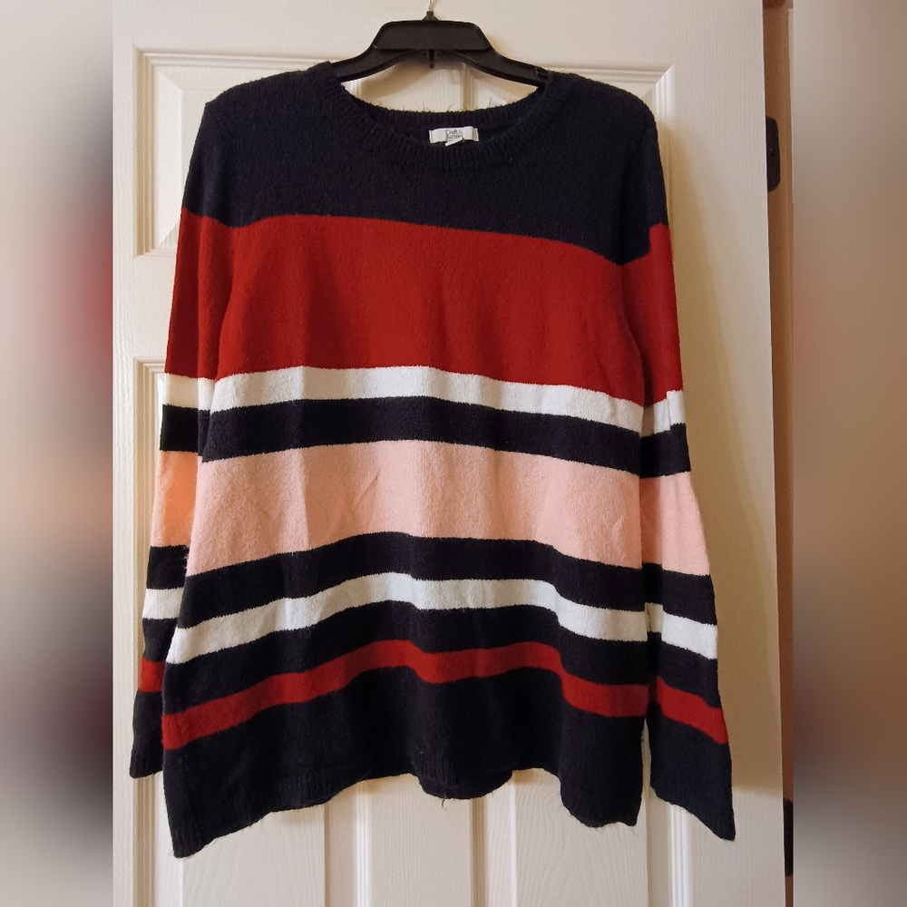 Croft & Barrow Women's Striped Sweater - Red, Black, Pink
